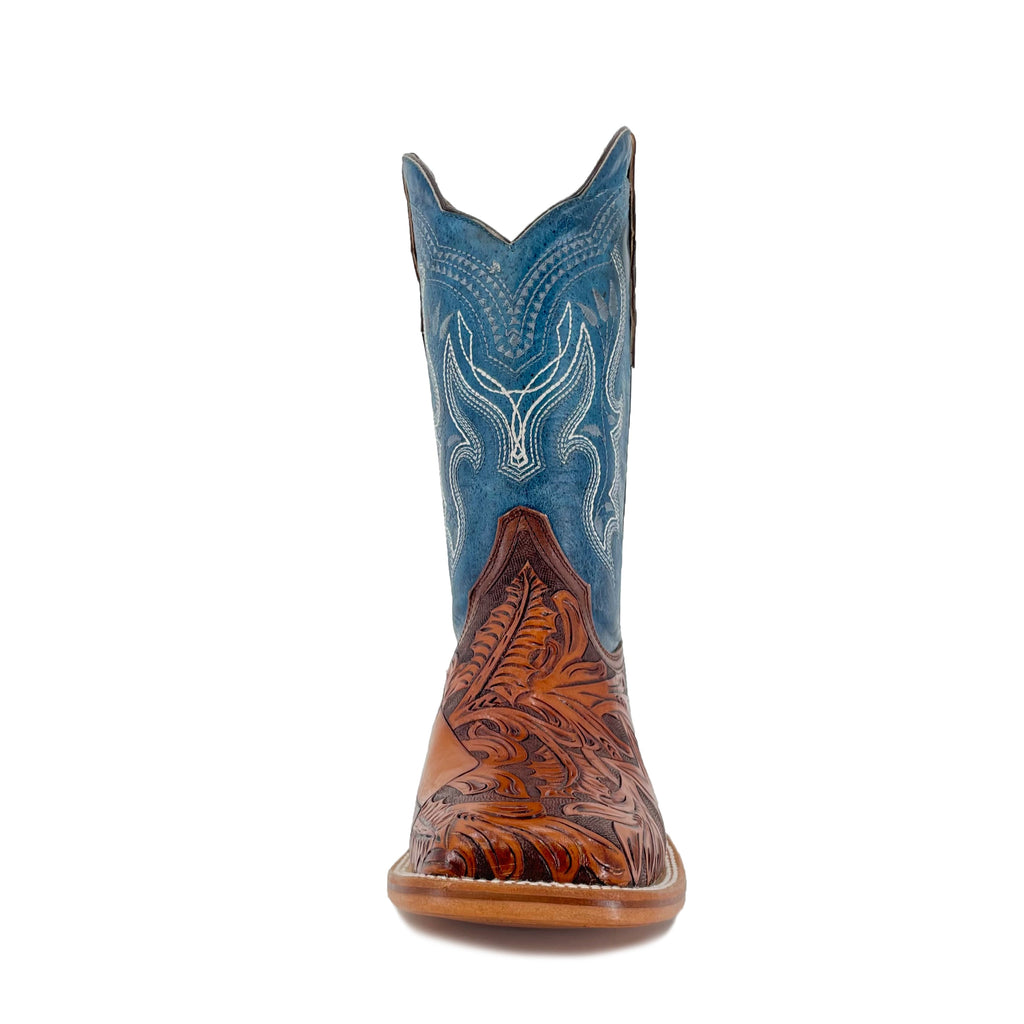 Men Hand Tooled Cowboy Boot - Lone Star Texas Flag