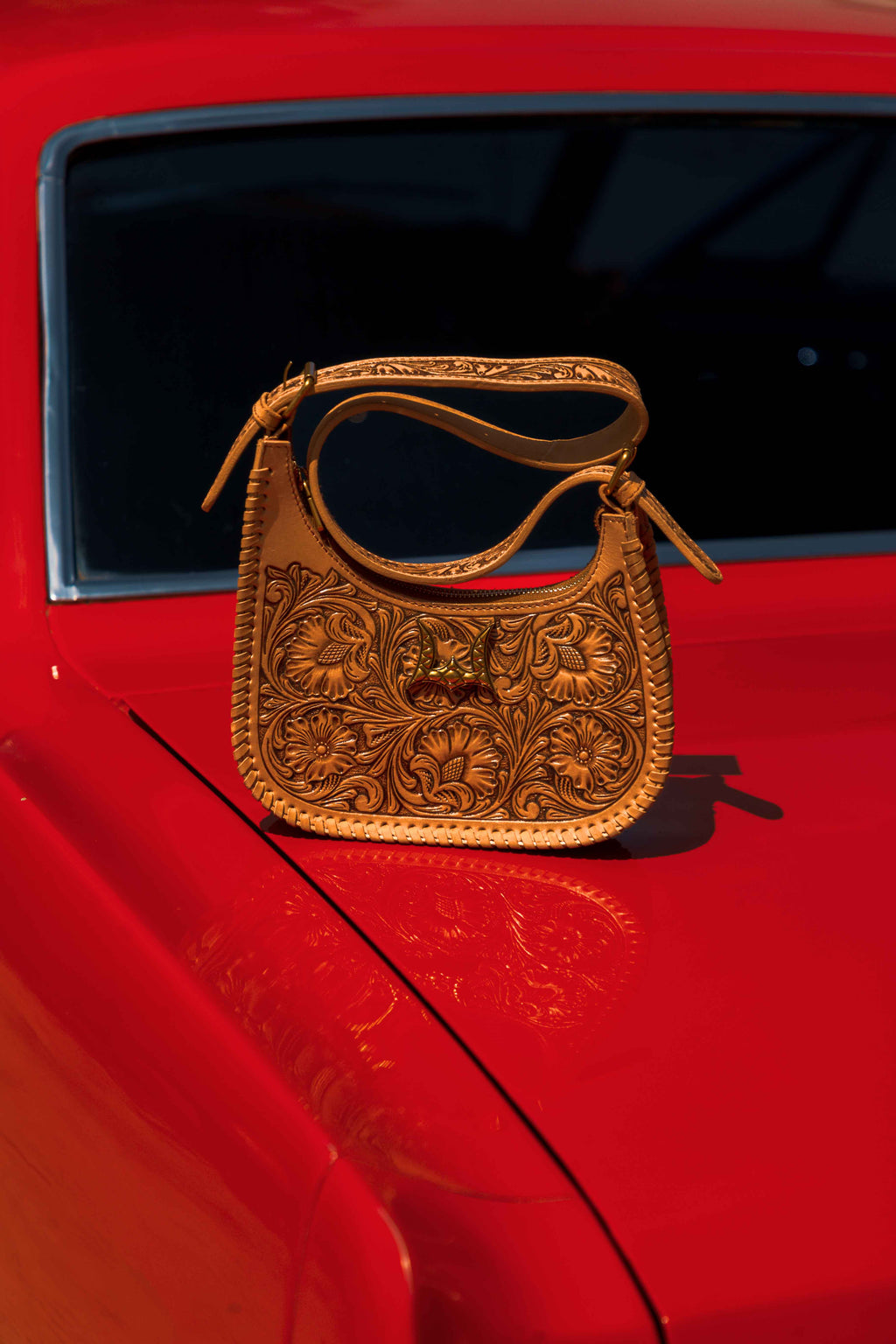 Hand-tooled Dannia Medium Purse - Slant Form