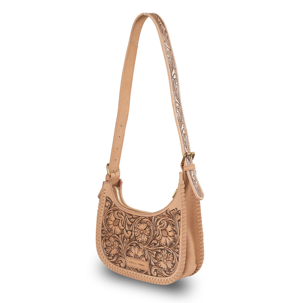 Hand-tooled Dannia Medium Purse - Slant Form